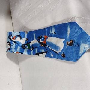 Dimoda Christmas "Penguins" Silk Tie